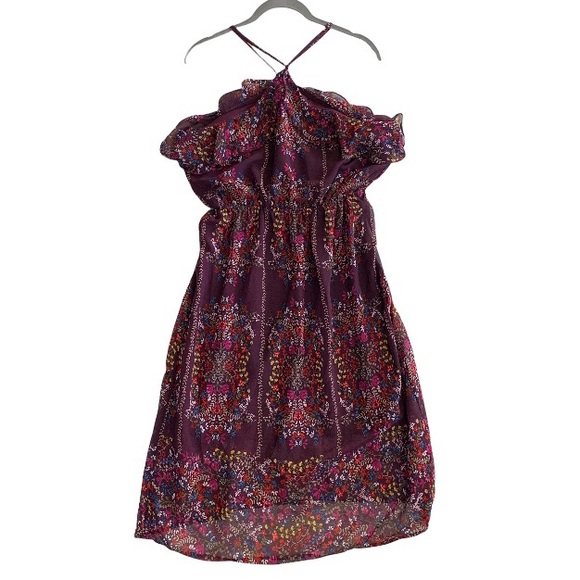 Monteau Dresses & Skirts - Monteau Floral Plum Criss Cross Spaghetti Strap Midi Dress